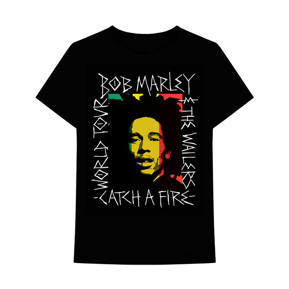 Catch a Fire Handwritten Frame T-Shirt - Bob Marley Official Store Catch a Fire Handwritten Frame T-Shirt - Bob Marley Official Store