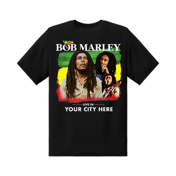 Customizable Bob Marley Tour Black T-Shirt