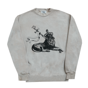 Washed Printed Crew Lion Sweatshirt