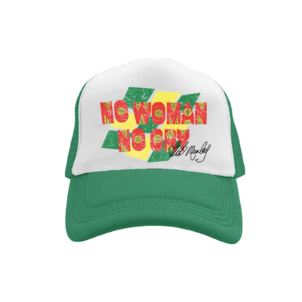 No Woman No Cry Green Trucker Hat Front