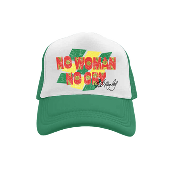 No Woman No Cry Green Trucker Hat Front